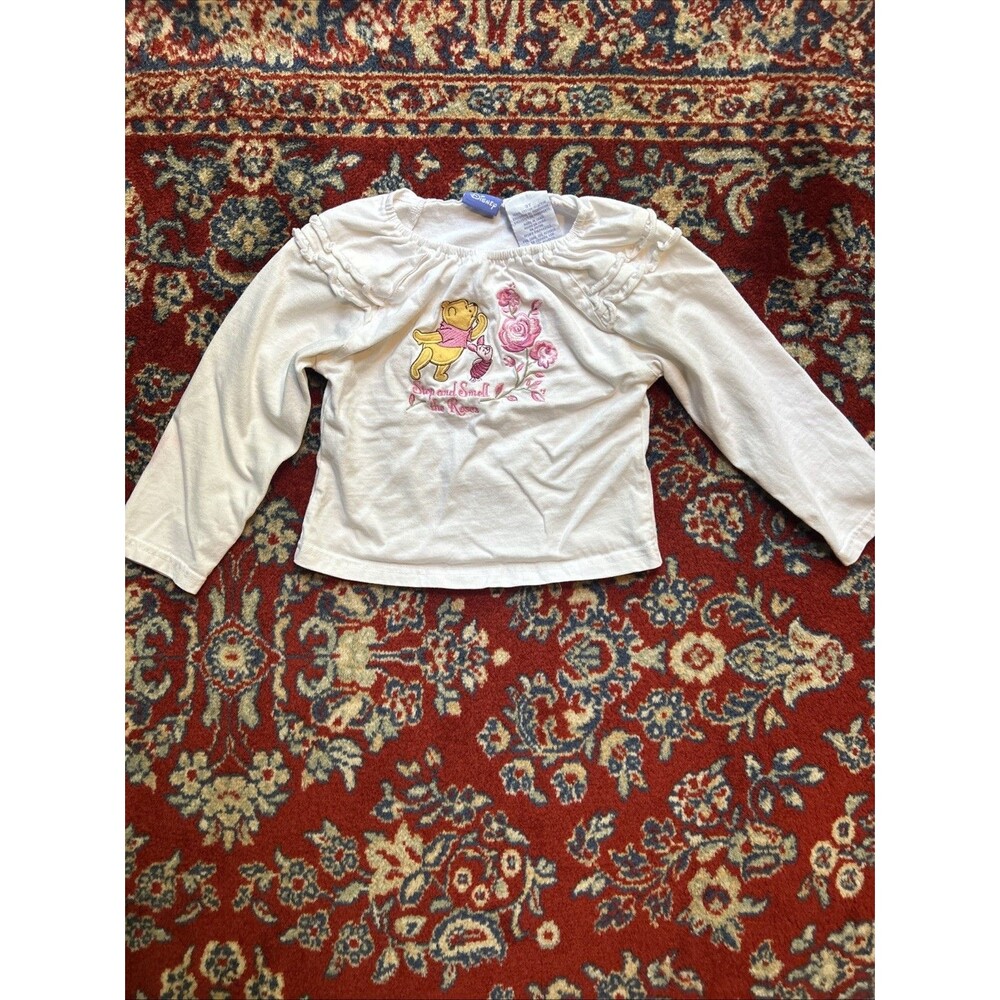 pooh Piglet disney vintage kids girls 3t shirt embroidered stain